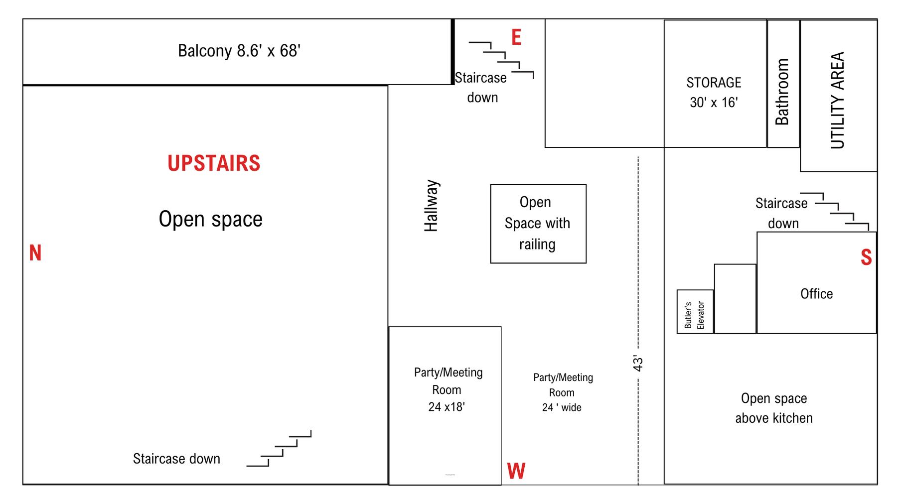 Conceptual upper-level floor plan
